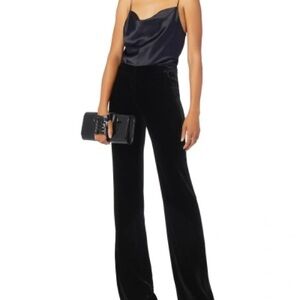 🪲 RARE Veronica Beard Ramsey Wide-leg High-waist Velvet Tux Pants, Black